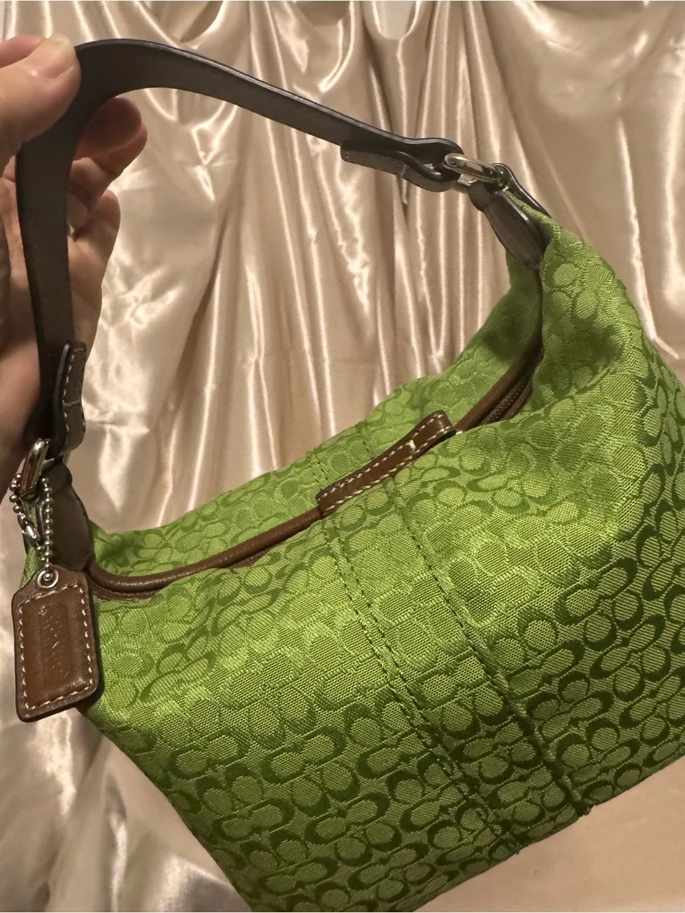 Coach Soho mini Vibrant Green Signature Jacquard Shoulder Bag
